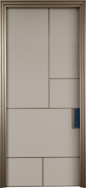 Итальянская дверь с матовым стеклом и металлическим профилем